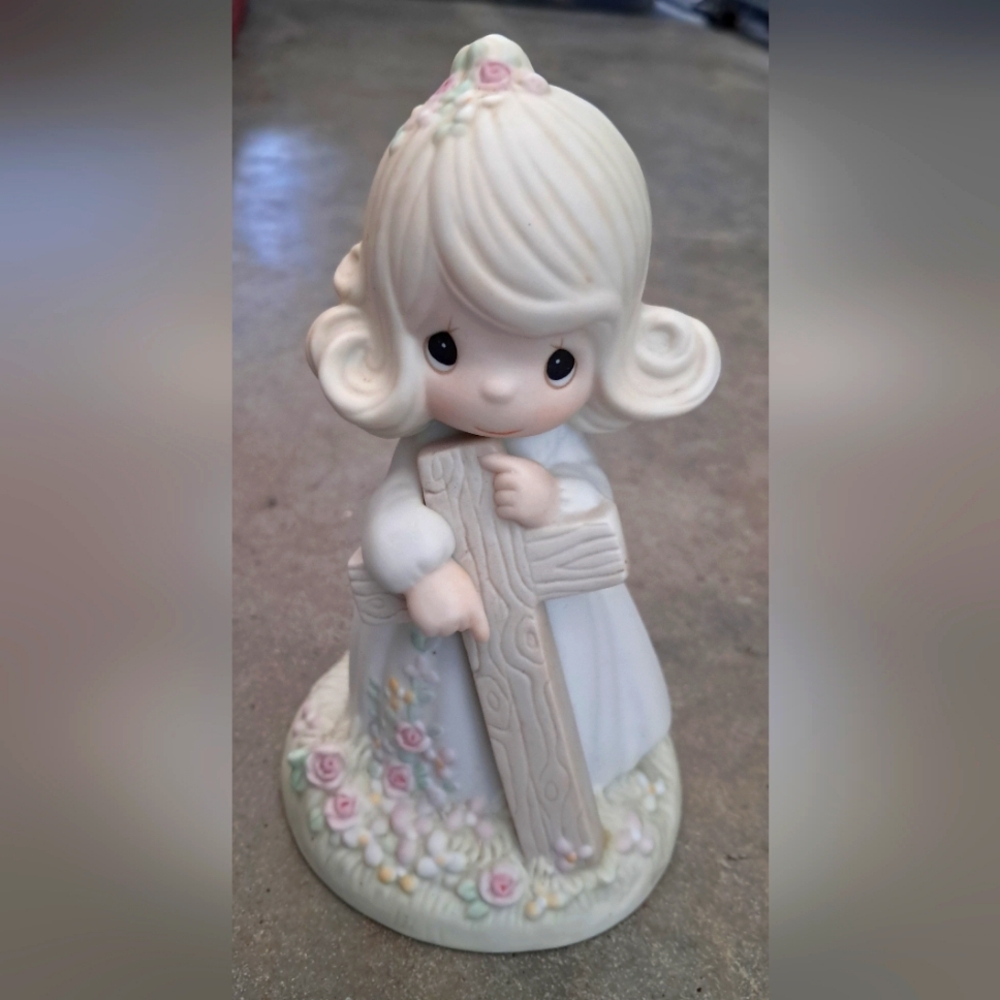 Charming White Figurine with Cross by Precious Moments